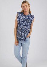 Load image into Gallery viewer, FOXWOOD Freya Top Blue Floral | Abbey Road Kaikoura