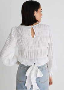 IVY & JACK Grace Shirred Back Tie Top White | Abbey Road Kaikoura