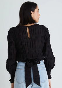 IVY & JACK Grace Shirred Back Tie Top Black | Abbey Road Kaikoura