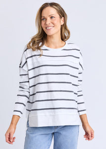 Jayne Stripe Throw On White With Charcoal Stripe | Abbey Road Kaikoura