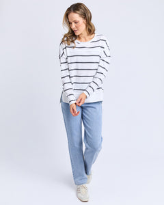 Jayne Stripe Throw On White With Charcoal Stripe | Abbey Road Kaikoura
