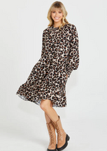 Load image into Gallery viewer, SASS Kylie Frill Neck Dress Animal | Abbey rRoad Kaikoura