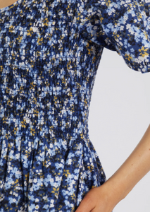 FOXWOOD Lulu Dress Blue Floral Print | Abbey Road Kaikoura