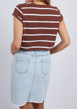 Load image into Gallery viewer, Foxwood Manly Stripe Tee Chocolate/White Stripe | Abbey Road Kaikoura
