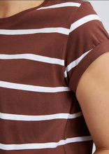 Load image into Gallery viewer, Foxwood Manly Stripe Tee Chocolate/White Stripe | Abbey Road Kaikoura