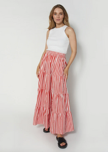 DEAR SUTTON Mika Skirt Red Stripe | Abbey Road Kaikoura