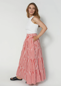 DEAR SUTTON Mika Skirt Red Stripe | Abbey Road Kaikoura