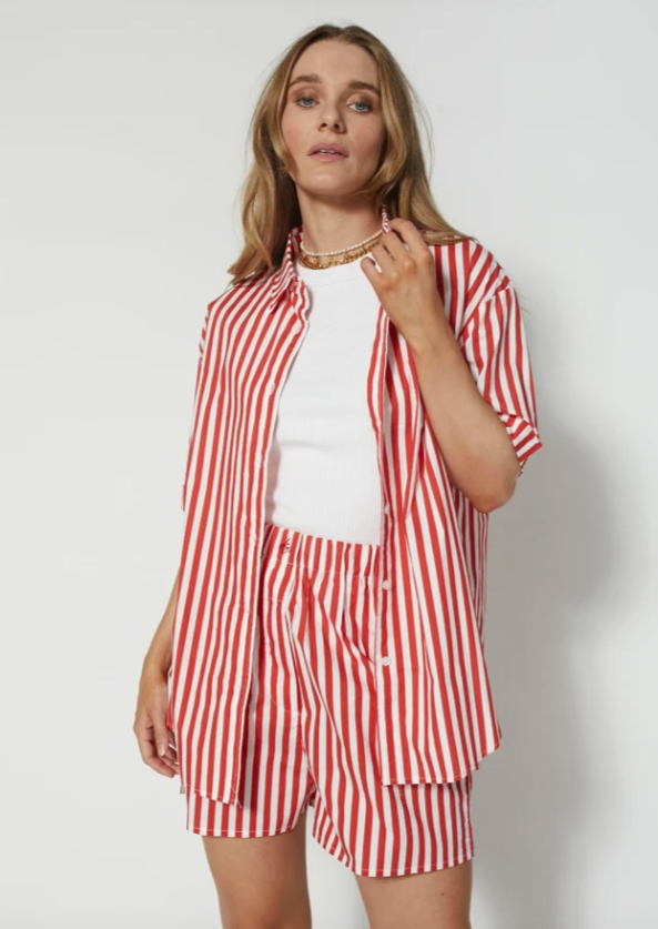 DEAR SUTTON Zain Shirt Red Stripe | Abbey Road Kaikoura