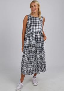 ELM Zest Dress Navy Checkerboard | Abbey Road Kaikoura
