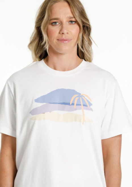 Home Lee Chris Tee / White w Summer Print |Abbey Road