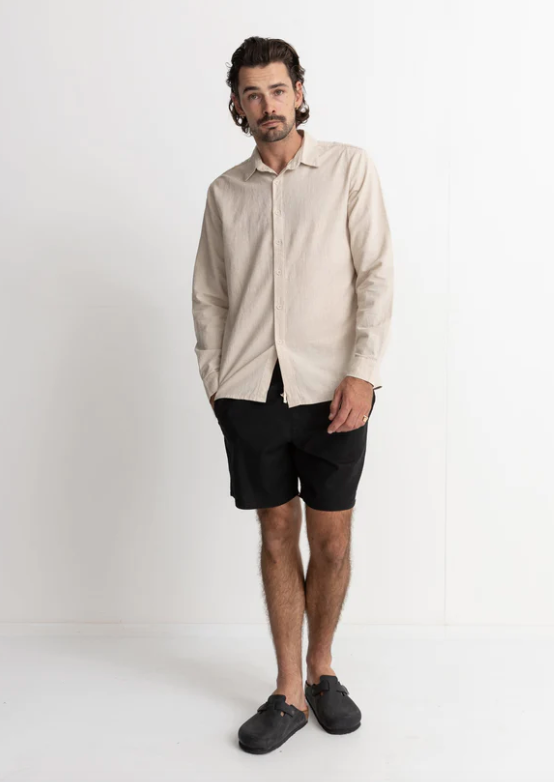 RHYTHM Classic Linen LS Shirt Sand | Abbey Road Kaikoura