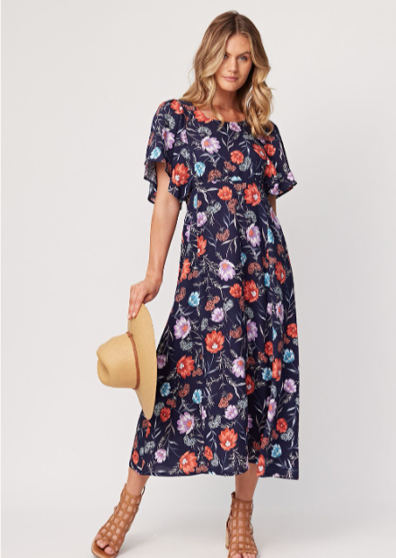 Lemon Tree Mavis Dress Navy Floral | Abbey Road Kaikoura