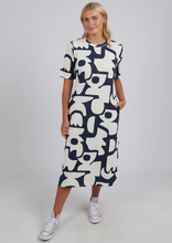 Load image into Gallery viewer, Elm Miro Tee Dress Navy Geometric|Abbey Road