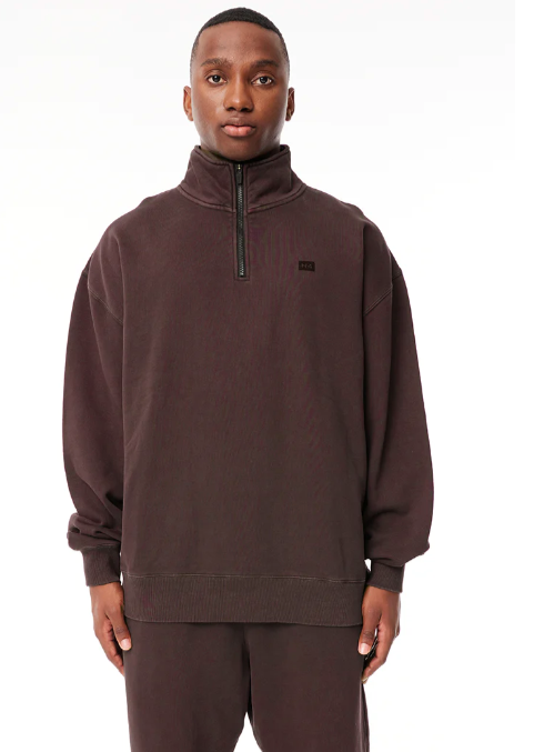 Huffer Mens Free 1/4 Zip 450/ Cocoa|Abbey Road