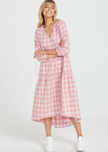 Load image into Gallery viewer, Sass Stevie Tiered Midi Dress/ Pink Check|Abbey Road