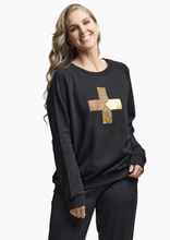 Load image into Gallery viewer, Stella &amp; Gemma Bronze Peony Logo Sweater Black|Abbey Road