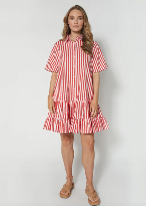 DEAR SUTTON Bonnie Dress Red Stripe | Abbey Road Kaikoura