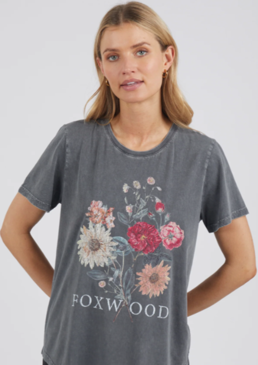 FOXWOOD Bouquet Tee Washed Black | Abbey Road Kaikoura