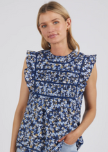 Load image into Gallery viewer, FOXWOOD Freya Top Blue Floral | Abbey Road Kaikoura