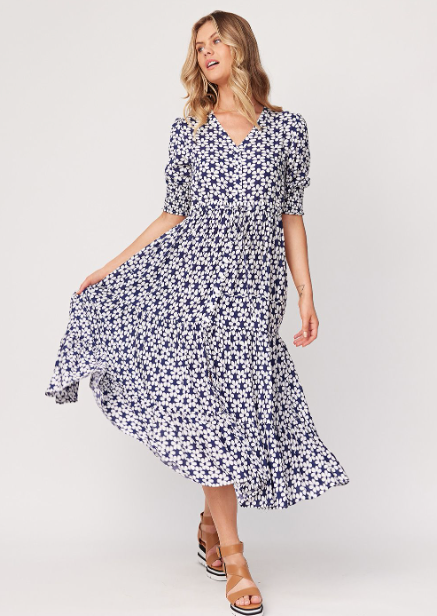 Lemon Tree Jayda Dress/Navy Daisy | Abbey Road Kaikoura