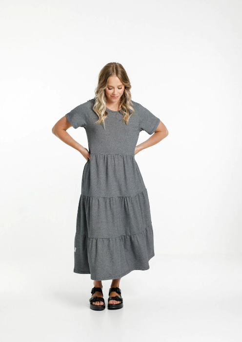 HOME LEE Kendall Dress Winter Stripe | Abbey Road Kaikoura