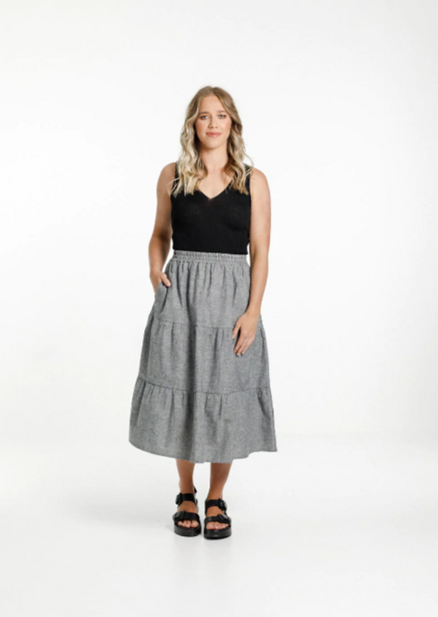 HOME LEE Lexi Skirt Charcoal | Abbey Road Kaikoura