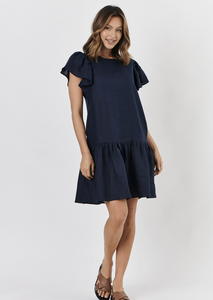 NATURALS BY O&J Dress Frill Navy | Abbey Road Kaikoura