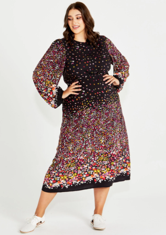 SASS Suki Long Sleeve Dress Ditzy Border | Abbey rRoad Kaikoura