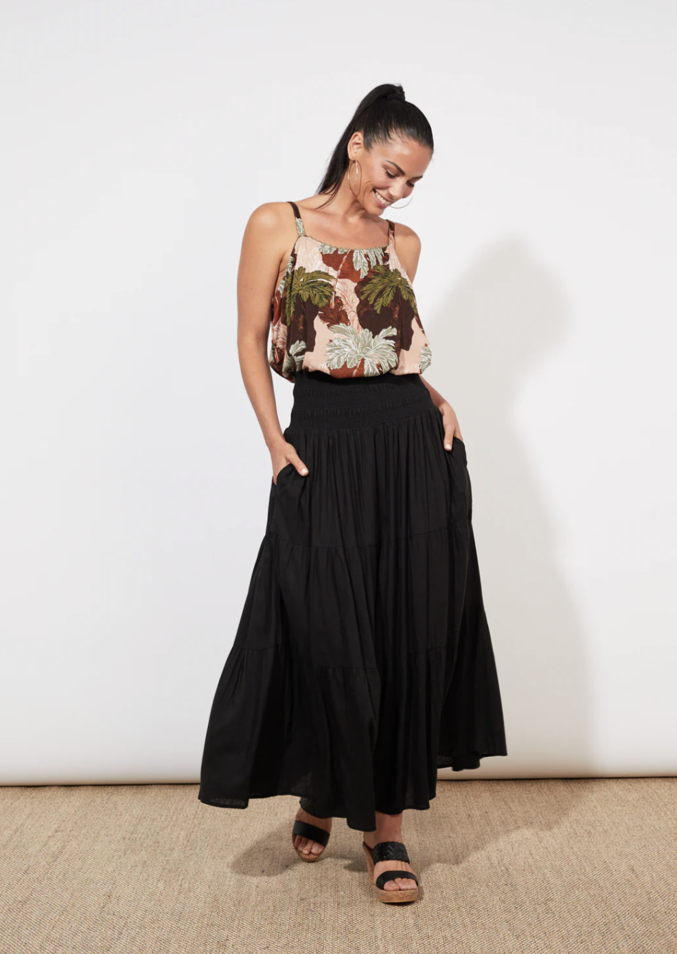 HAVEN Tanna Maxi Skirt Jet | Abbey Road Kaikoura