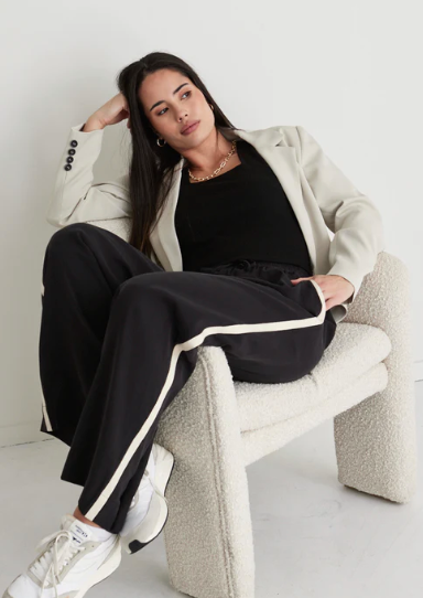 STORIES TO BE TOLD Townie wide Leg Pant-Stripe Side Tape| Abbey Road Kaikoura
