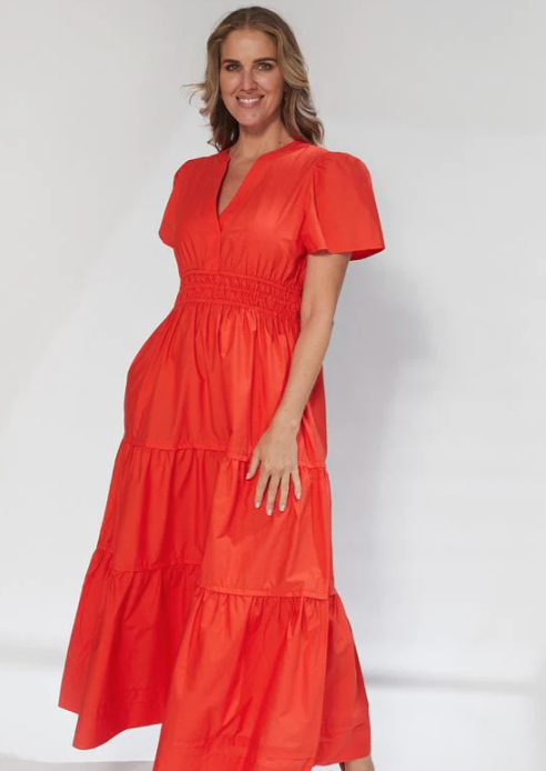 STELLA & GEMMA Vittoria Dress Tomato | Abbey Road Kaikoura